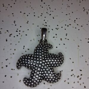 Puffy Hollow Sterling Silver Starfish - Beachy Pendant